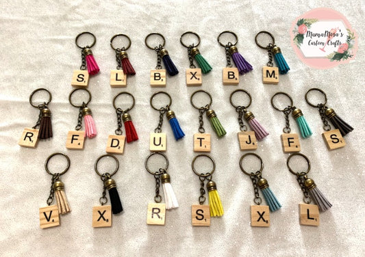 Personalized Keychains - Letter Tile & Tassel