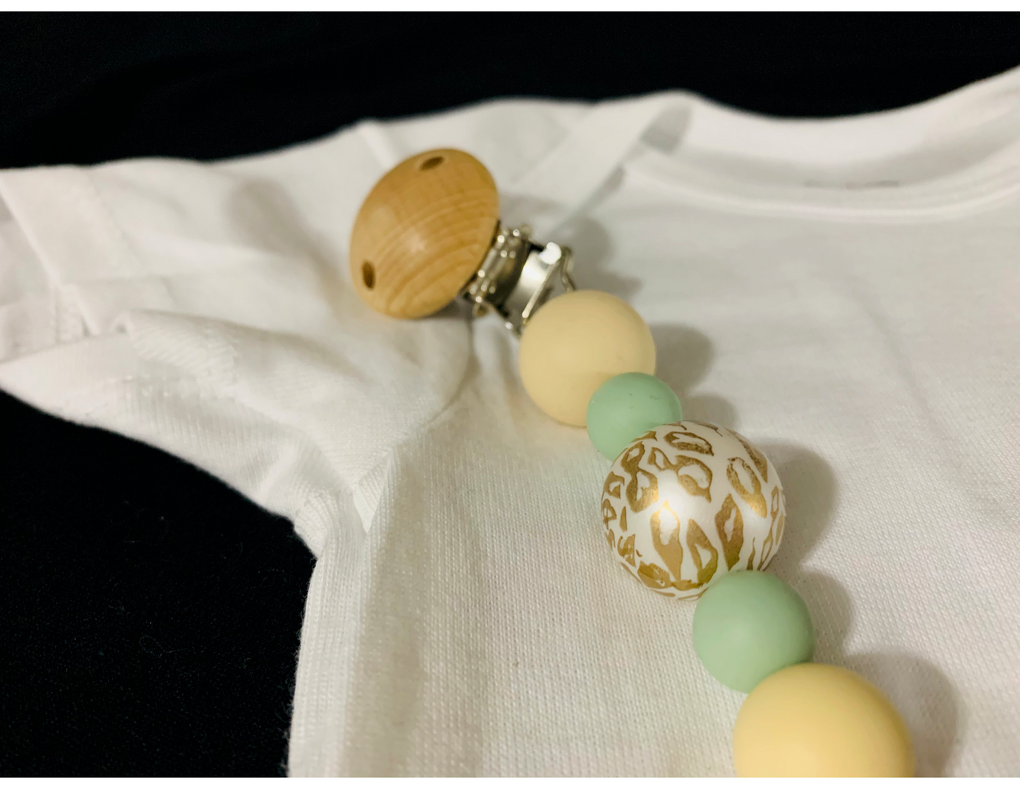 Pacifier Clip: Teether - Minty Leopard